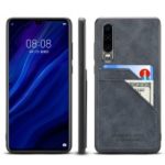 Dual Card Slot PU Leather Coated TPU Mobile Phone Cover Case for Huawei P30 – Dark Grey