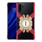 Heroes Series X-Shaped Electroplating Metal Bumper Case with Kickstand for Huawei P30 Pro – Gold / Red