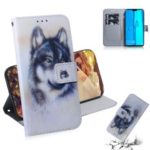 Light Spot Decor Patterned Leather Wallet Case for Huawei Y9 (2019) / Enjoy 9 Plus – Black and White Wolf
