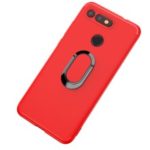 Matte TPU Mobile Shell with Magnetic Finger Ring Kickstand for Huawei Honor View 20/V20 – Red