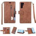 Multi-slot Wallet Zippered Leather Phone Case for Huawei P30 Pro – Brown
