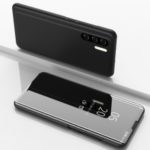 Plated Mirror Surface View Window Leather Cell Phone Cover for Huawei P30 Pro – Black