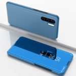Plated Mirror Surface View Window Leather Cell Phone Cover for Huawei P30 Pro – Blue