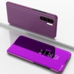 Plated Mirror Surface View Window Leather Cell Phone Cover for Huawei P30 Pro – Dark Purple