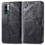 Imprint Butterfly Flower Leather Wallet Stand Phone Cover for Huawei P30 Pro – Black