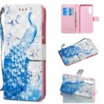 [Light Spot Decor] Patterned Leather Stand Flip Case for Huawei P30 – Peacock
