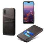 Double Card Slots PU Leather Coated PC Case for Huawei P30 – Black