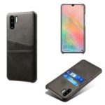 Double Card Slots PU Leather Coated PC Case for Huawei P30 Pro – Black