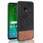 Bi-color Splicing PU Leather Coated PC TPU Hybrid Case Cover for Motorola Moto G7 Play / Moto G7 – Black