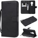 Wallet Stand PU Leather Cover Shell with Strap for Motorola Moto G7/G7 Plus – Black