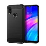 MOFI Shen Du Series Carbon Fiber Texture Brushed TPU Back Casing for Xiaomi Redmi 7 – Black