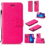 Imprinted Elephant Leather Case Wallet Stand Cover for Xiaomi Redmi Note 7 / Note 7 Pro (India) – Rose