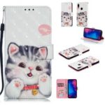 Pattern Printing Light Spot Decor Leather Wallet Case for Xiaomi Redmi Note 7 / Note 7 Pro (India) – Adorable Cat