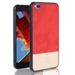 Bi-color Splicing PU Leather Coated PC TPU Hybrid Case Cover for Xiaomi Redmi Go – Red