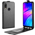 Crazy Horse Vertical Leather Case with Card Slot for Xiaomi Redmi 7 – Black
