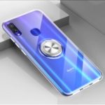 For Xiaomi Redmi Note 7 / Note 7 Pro (India) Finger Ring Kickstand Clear TPU Soft Phone Case (Built-in Magnetic Metal Sheet) – Transparent