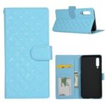Glossy Stitching Grid Leather Wallet Stand Case for Xiaomi Mi 9 – Baby Blue