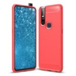 Carbon Fiber Brushed TPU Shell Case for vivo v15  – Red