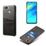 Double Card Slots PU Leather Coated PC Case for Oppo Realme 2 Pro – Black