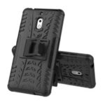 Anti-slip PC + TPU Hybrid Case with Kickstand for Nokia 2.1 – Black