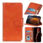Nappa Textured Split Leather Wallet Magnetic Case for Nokia 1 Plus – Orange