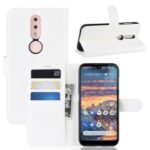 Litchi Skin PU Leather Stand Wallet Mobile Phone Cover Case for Nokia 4.2 – White