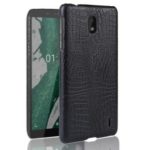 Crocodile Texture PU Leather Coated PC Phone Shell for Nokia 1 Plus – Black