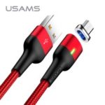 USAMS US-SJ328 U28 Magnetic Micro USB Charging Data Cable with LED Indicator for Huawei Samsung, etc – Red