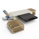 XQ-R016 USB 2.0 + Micro USB + USB Type-C TF/SD Card Reader – Gold
