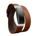 Genuine Leather Watch Bracelet for Fitbit Inspire HR/Fitbit Inspire – Brown/Silver Buckle
