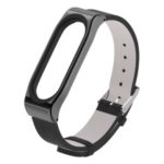 MIJOBS Crazy Horse PU Leather Wrist Band Strap for Xiaomi Mi Band 3 – All Black