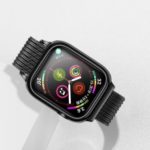 USAMS US-ZB068 for Apple Watch Series 4 44mm Magnetic Milanese Loop Stainless Steel Woven Watch Strap Watchband – Black