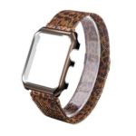 Stainless Steel Wrist Band Strap with Frame Protection Case for Apple Watch Series 4 44mm / Series 3 2 1 42mm – Leopard Print