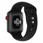 Dual Pin Buckle Silicone Watch Strap for Apple Watch Series 4 44mm, Series 3/2/1 42mm – Black