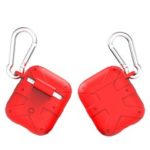 Anti-lost Silicone Protection Case with Carabiner for Apple AirPods Charging Case – Red