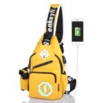 Multifunction Men Oxford Casual Chest Sling Shoulder Bag USB Charging Hole – Yellow