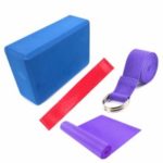 4PCS/Set Yoga Fitness Set Yoga Fitness Block Latex Towel Stretch Band Pull Ring Strap Kit – Random Color