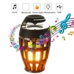 S1 Bluetooth Speaker USB LED Flame Lights Outdoor Portable LED Flame Atmosphere Lamp Stereo Speaker – Black