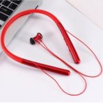 In-ear Neckband Bluetooth 5.0 Earphone with Mic for iPhone Samsung Huawei, etc – Red