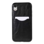 Business Card Slot PU Leather Coated TPU Mobile Phone Case for iPhone XR 6.1 inch – Black