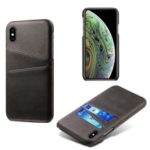 Dual Card Slots PU Leather Coated PC Case for iPhone XS Max 6.5 inch – Black