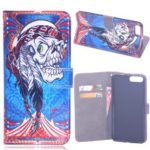 Laser Carving Pattern Printing Wallet Leather Case with Strap for iPhone 8 Plus /  7 Plus 5.5 inch – Tribal Feather Skull