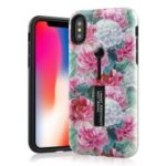Embossment Pattern Printing TPU + PC Hybrid Mobile Case with Kickstand for iPhone XS / X 5.8 inch – Style A