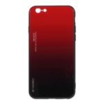 Gradient Color Glass + PC + TPU Hybrid Phone Case for iPhone 6s / 6 4.7 inch – Red / Black