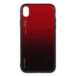 Gradient Color Glass + PC + TPU Phone Case for iPhone XR 6.1 inch – Red / Black