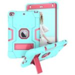 For iPad mini (2019) 7.9 inch Shock Proof TPU + PC Hybrid Tablet Case with Kickstand – Cyan / Rose