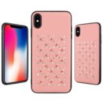 Small Circles Pattern Shiny Diamond Hollow PC+TPU+PU Leather Phone Case for iPhone XS Max 6.5 inch – Pink