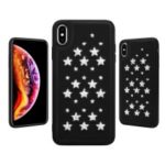Creative Star-shaped Hollow Rhinestone Decoration TPU Frame Leather Coated PC Back Hybrid Case for iPhone XS Max 6.5 inch – Black