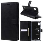 MERCURY GOOSPERY Blue Moon Wallet Leather Mobile Cover for Samsung Galaxy A10 – Black