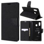 MERCURY GOOSPERY Fancy Diary Leather Wallet Case for Samsung Galaxy A20/A30 – Black